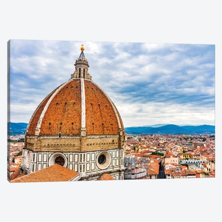 Large Dome Golden Cross, Duomo Cathedral, Florence, Italy. Finished 1400'S. Formal Name Cathedral Di Santa Maria Del Fiore. Canvas Print #WPE32} by William Perry Canvas Art