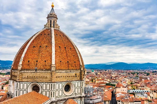 William Perry: Large Dome Golden Cross, Duomo Cathedral, Florence, Italy. Finished 1400'S. Formal Name Cathedral Di Santa Maria Del Fiore. by William Perry