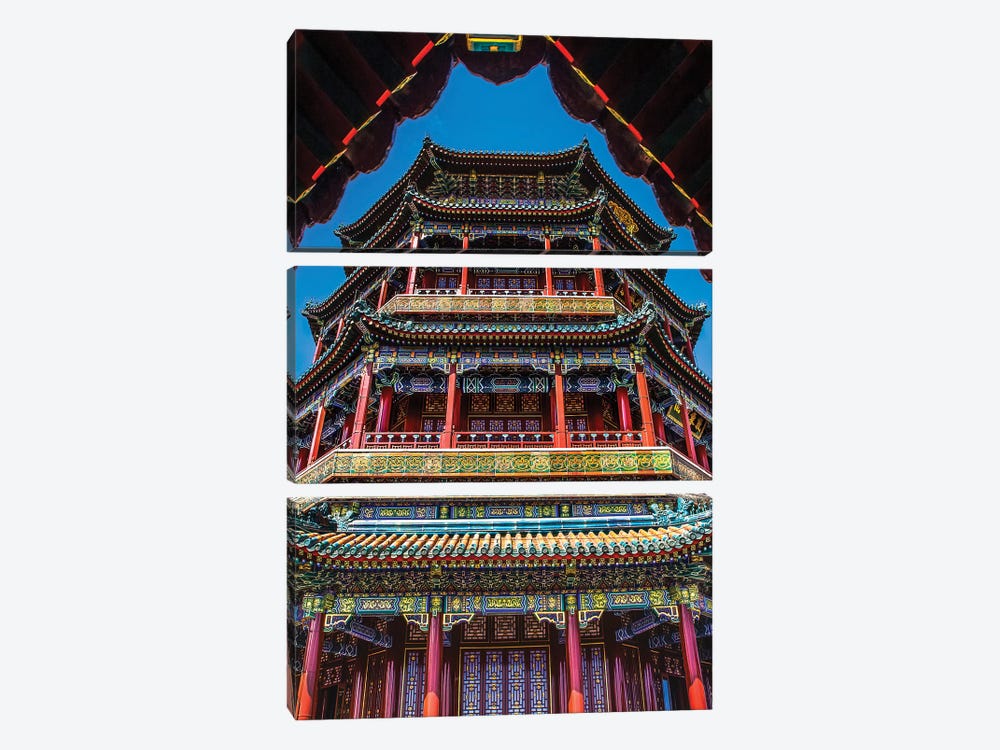 Summer Palace, Beijing, China. Chinese Characters Below Say Above Clouds Fragrant Sky And Floating Air by William Perry 3-piece Art Print
