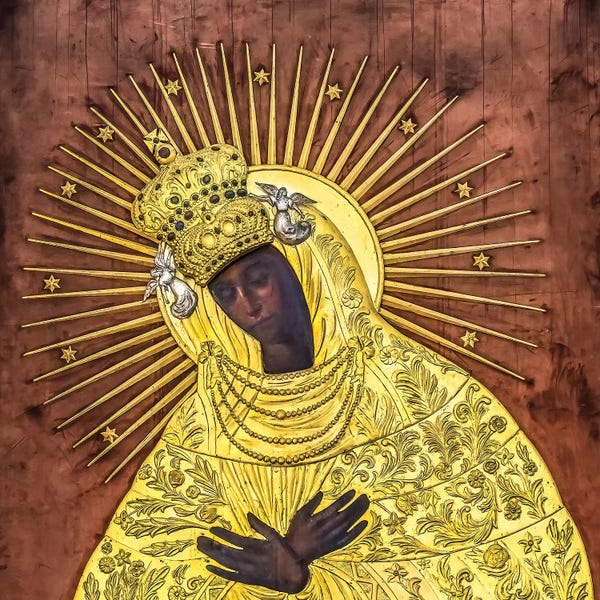 William Perry: Black Madonna, St. Mary's Church, Gdansk, Poland. Abstract Copy Original Black Madonna In Jasna Gora. by William Perry