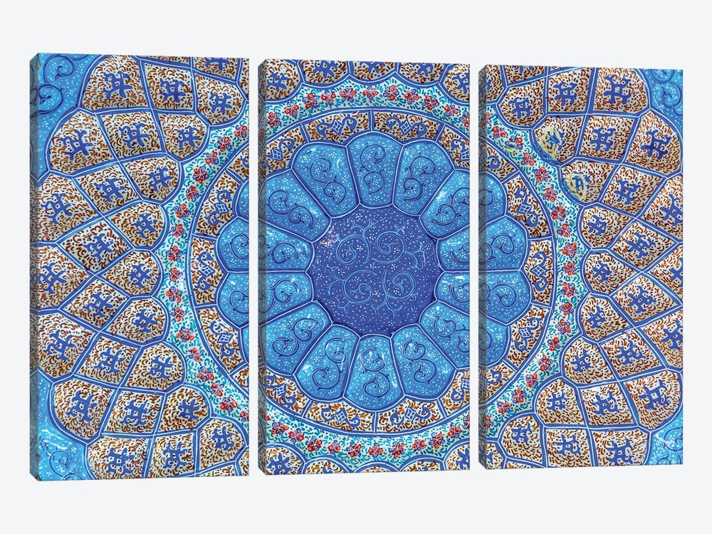 Ancient Arab Islamic Designs. Blue Pottery, Madaba, Jordan by William Perry 3-piece Canvas Art Print