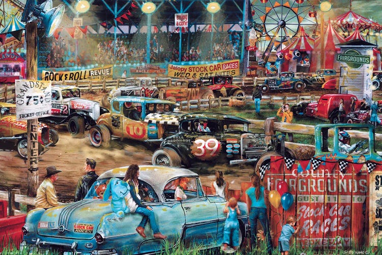Fairground Stock Car Races by Ed Wargo wall art