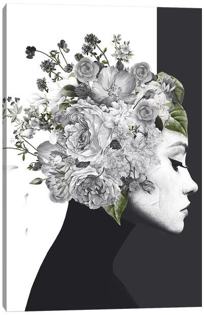 Flower Woman Canvas Art Print - Multimedia Portraits