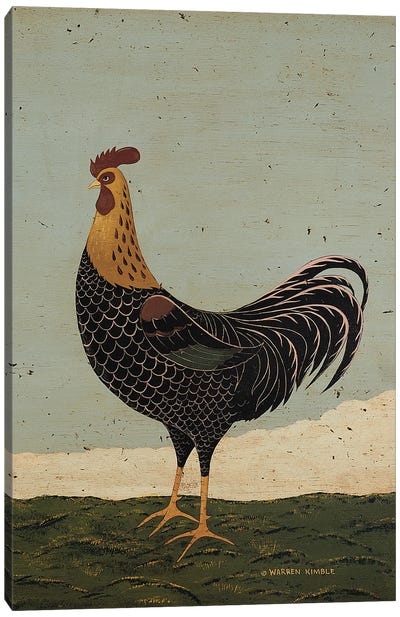 Rooster Facing West Canvas Art Print