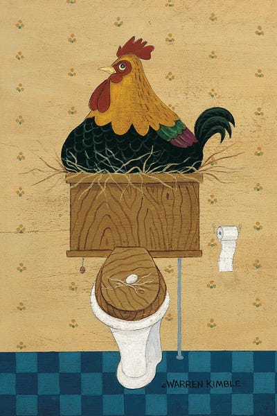 Chickens & Roosters: Seat Cover by Warren Kimble