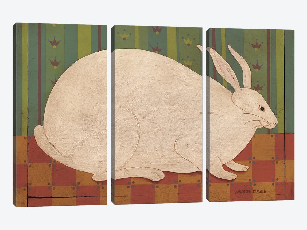 Wallpaper Bunny by Warren Kimble 3-piece Canvas Print