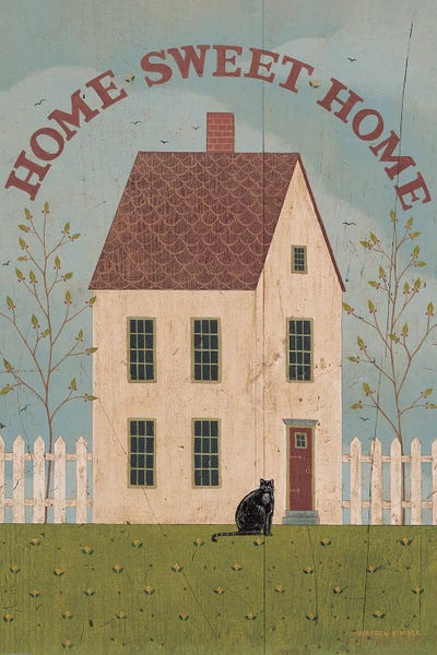 Black Cats: White Picket Fence by Warren Kimble