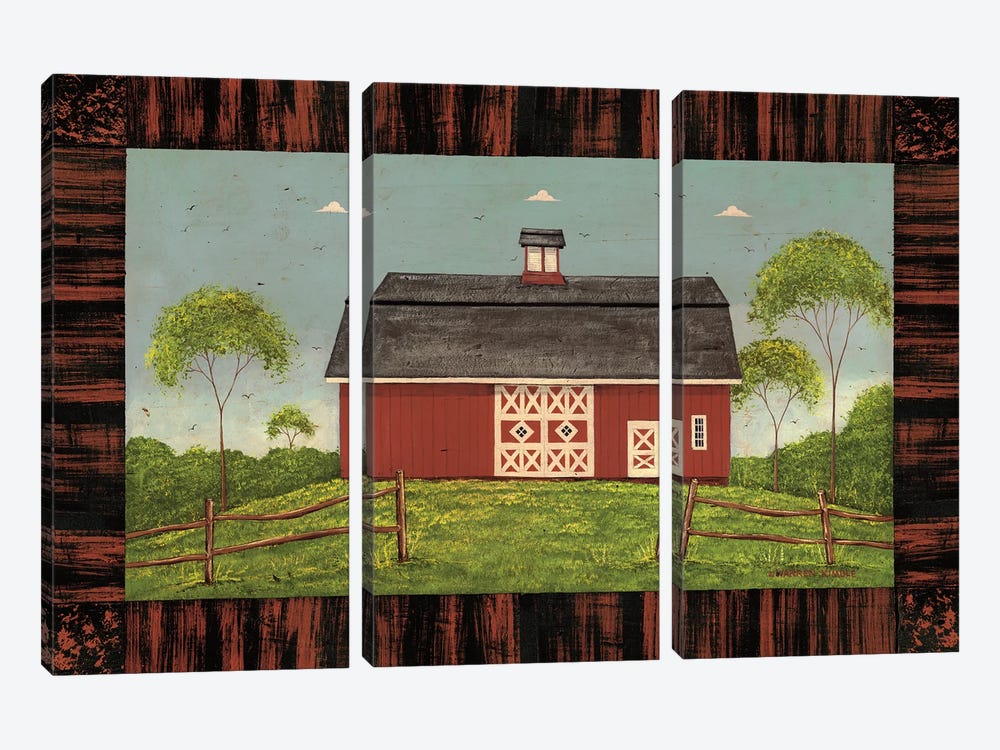 Wilton Barn Red by Warren Kimble 3-piece Canvas Print