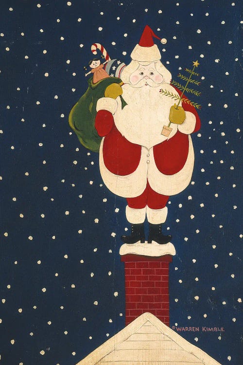 Chimney Santa by Warren Kimble wall art