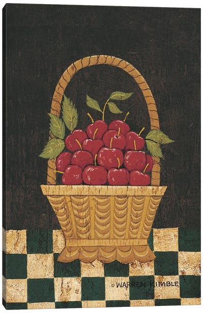 Basket Of Cherries Canvas Art Print - Warren Kimble