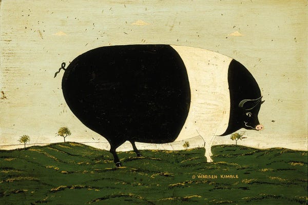 Classic Americana: Black And White Pig by Warren Kimble