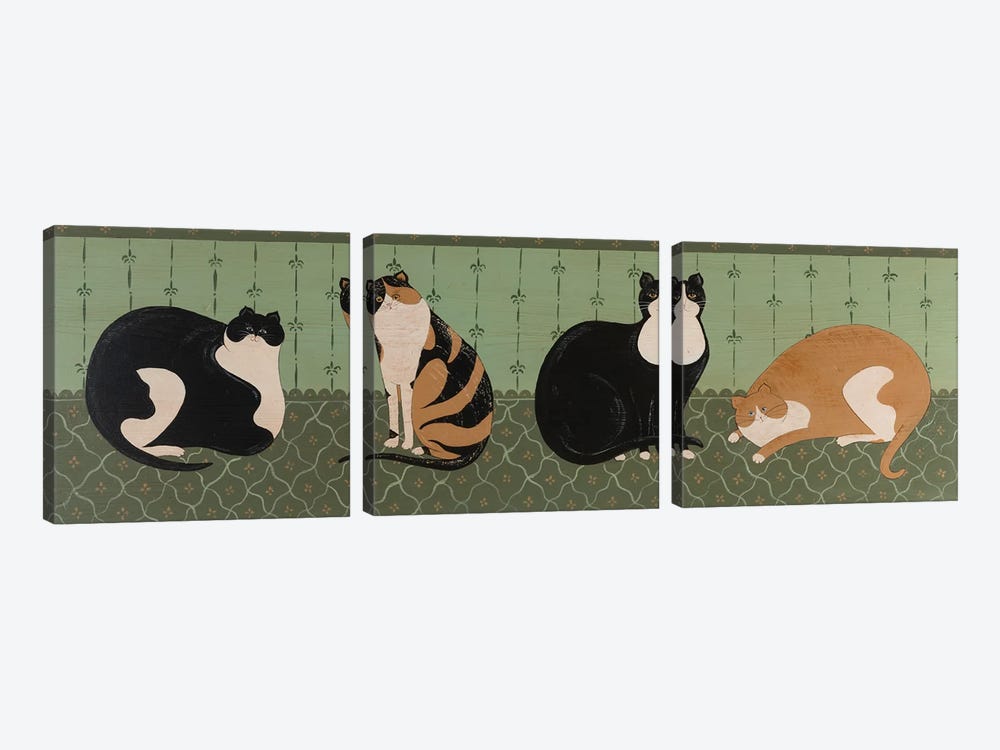 4 Cats by Warren Kimble 3-piece Canvas Art