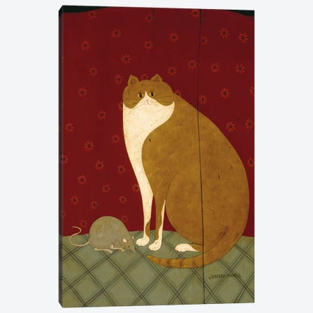 Cat And Mouse Canvas Print #WRK33} by Warren Kimble Art Print