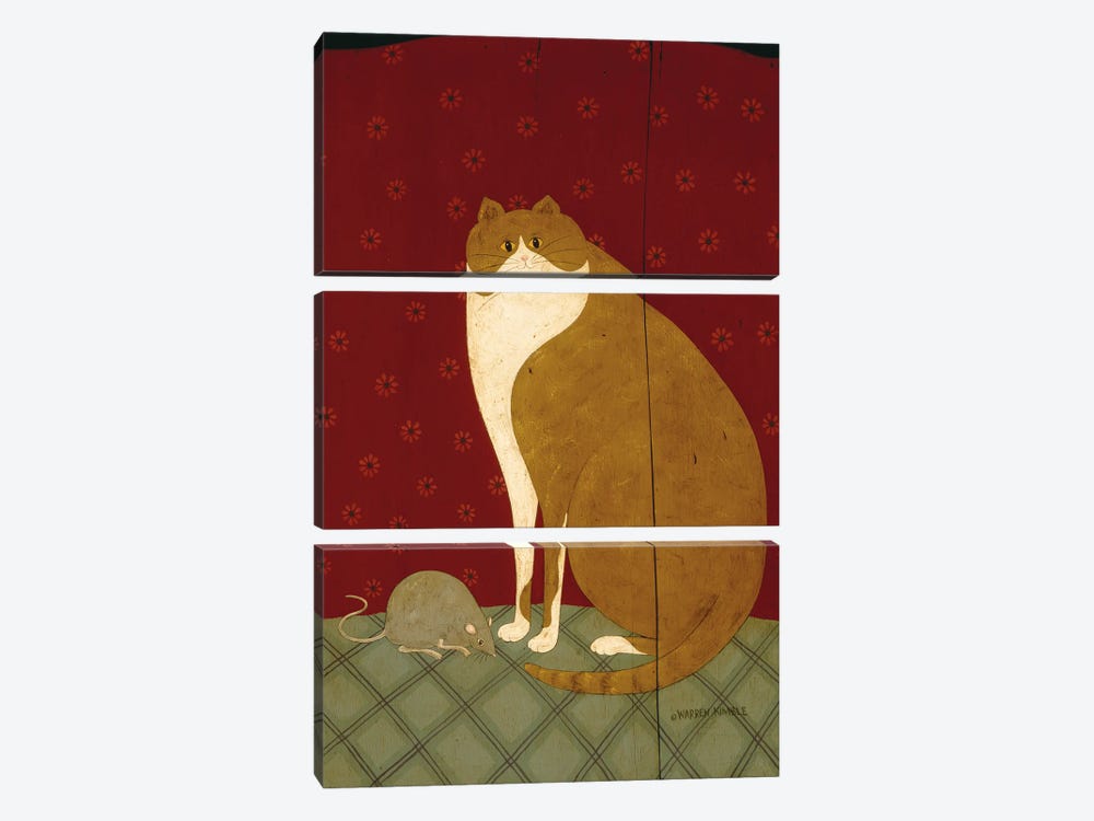 Cat And Mouse by Warren Kimble 3-piece Canvas Print