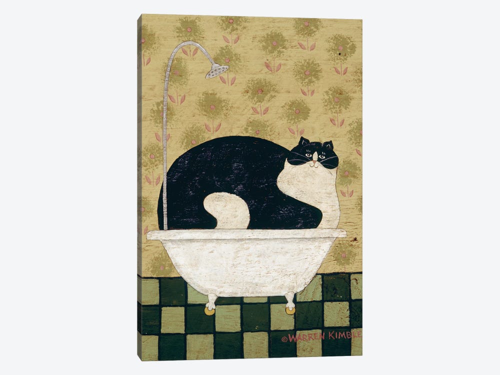 Cat In A Tin Tub by Warren Kimble 1-piece Canvas Art