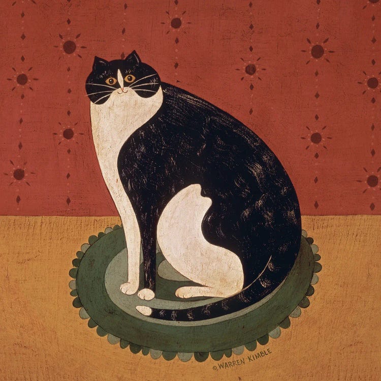 Cat On A Round Rug by Warren Kimble wall art
