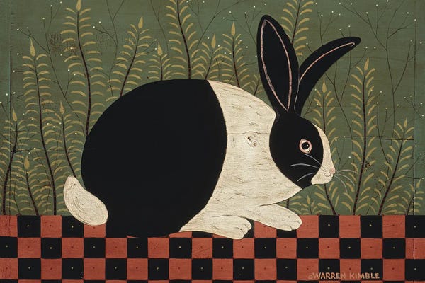 Folk Art: Checkerboard Bunny by Warren Kimble