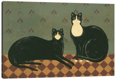 Checkerboard Cats Canvas Art Print - Warren Kimble