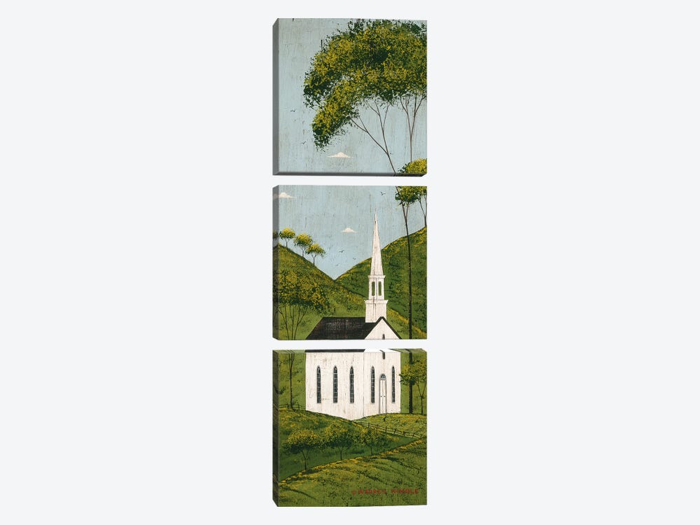 Church In Hills by Warren Kimble 3-piece Canvas Print