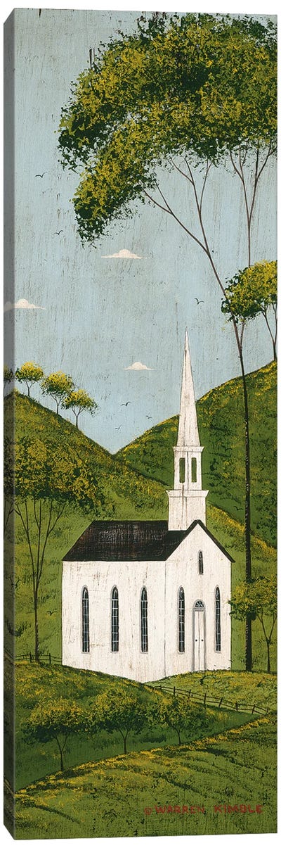Church In Hills Canvas Art Print - Warren Kimble