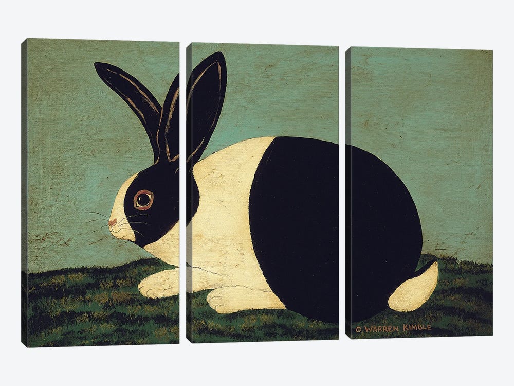 Cozy Bunny by Warren Kimble 3-piece Canvas Art Print