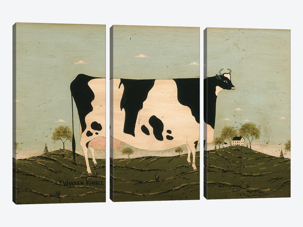 American Cow II by Warren Kimble 3-piece Canvas Print