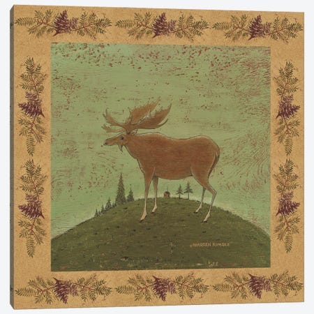 Folk Moose Canvas Print #WRK64} by Warren Kimble Canvas Art Print