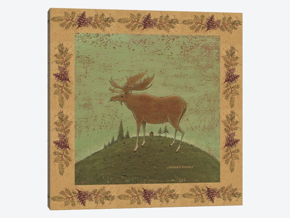 Folk Moose by Warren Kimble 1-piece Canvas Art Print