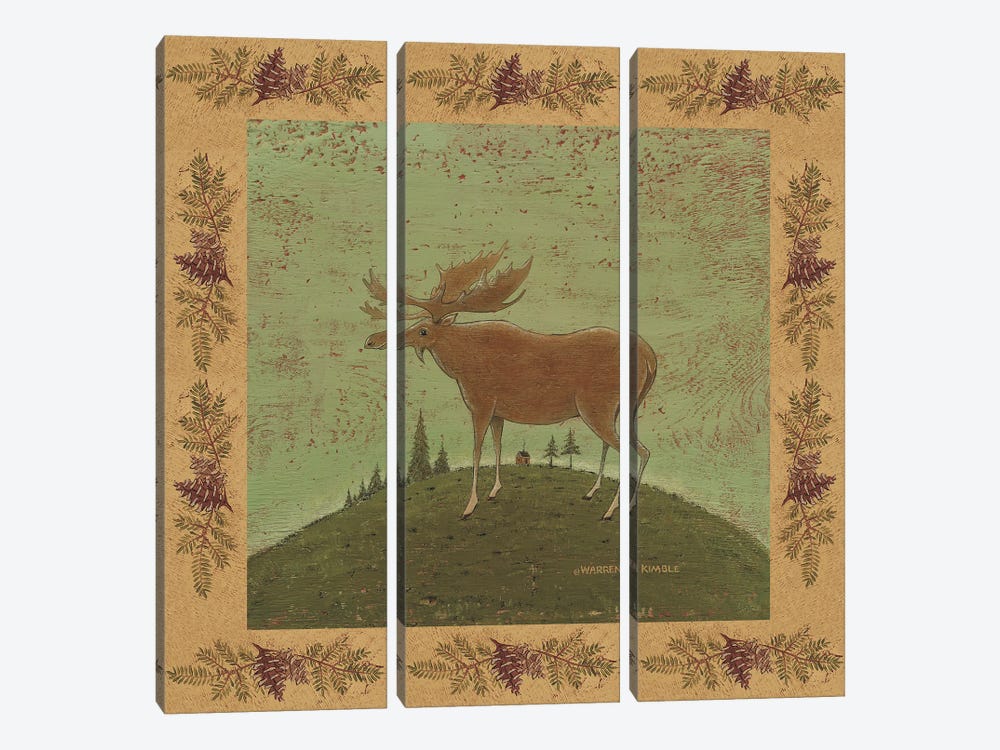 Folk Moose by Warren Kimble 3-piece Canvas Print