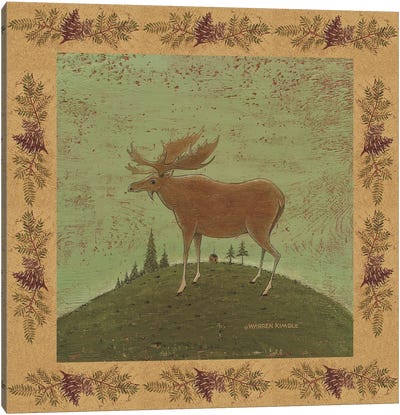 Folk Moose Canvas Art Print