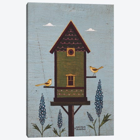 Green Birdhouse Canvas Print #WRK71} by Warren Kimble Canvas Print