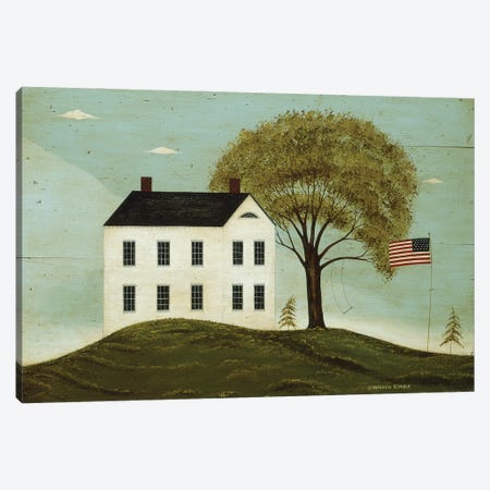 House With Flag Canvas Print #WRK76} by Warren Kimble Canvas Art