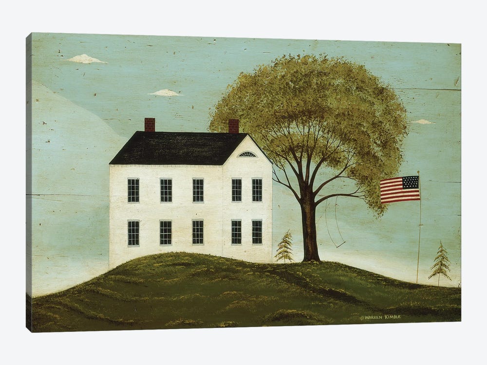 House With Flag by Warren Kimble 1-piece Canvas Artwork