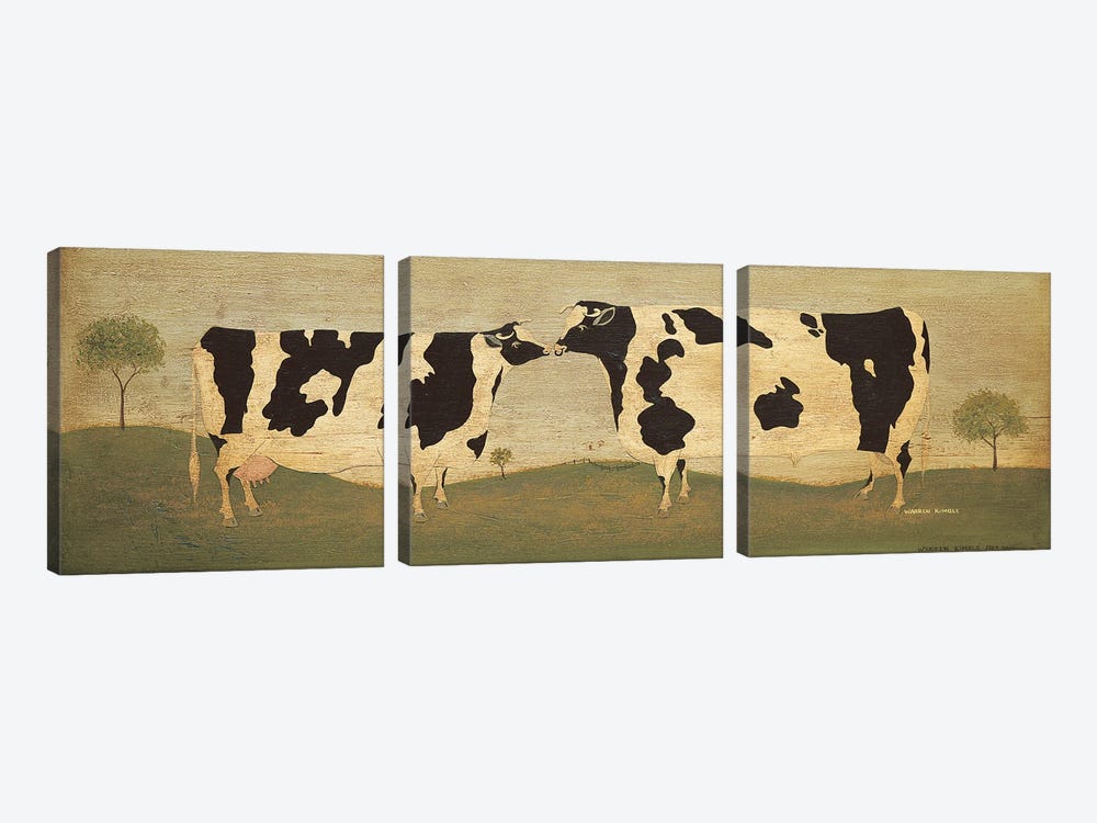 Kissing Cows by Warren Kimble 3-piece Canvas Wall Art