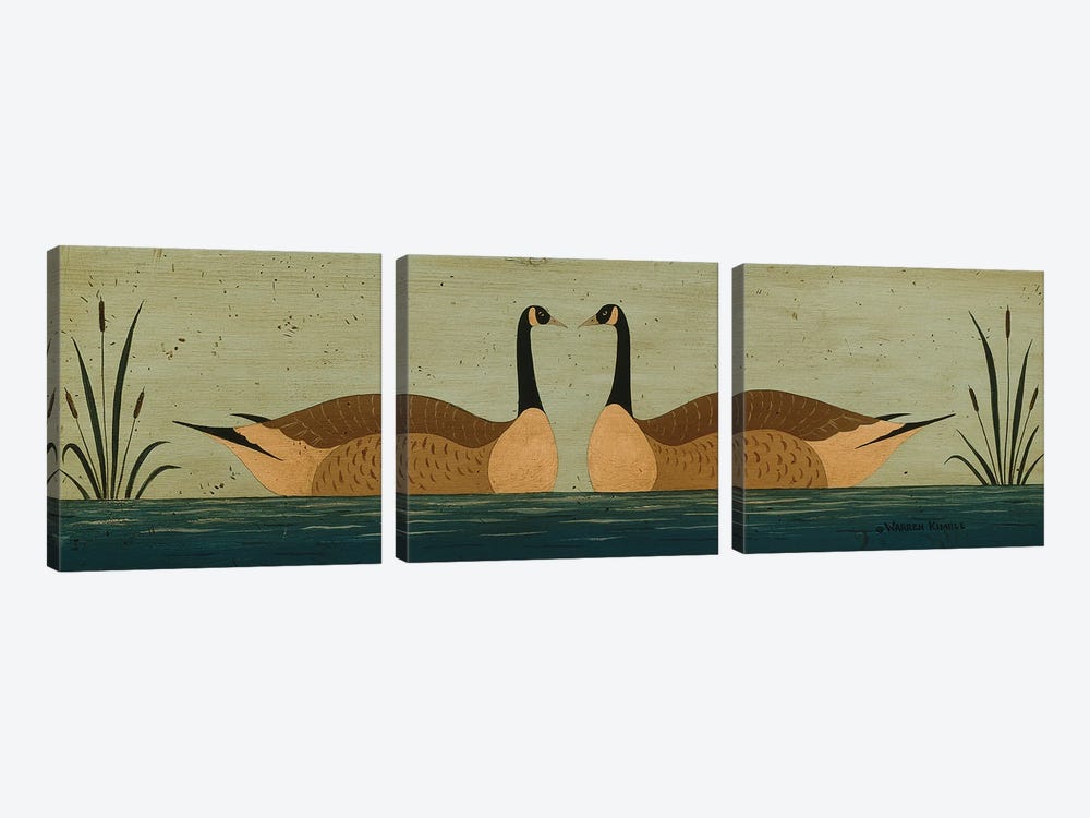 Kissing Geese by Warren Kimble 3-piece Canvas Print