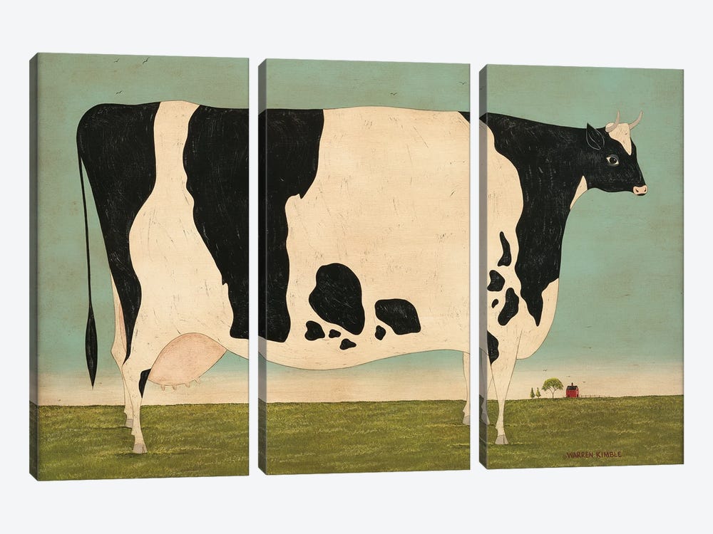 Large Vermont Cow by Warren Kimble 3-piece Canvas Art