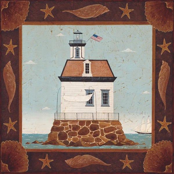 Lighthouses: Lighthouse Shells Square by Warren Kimble