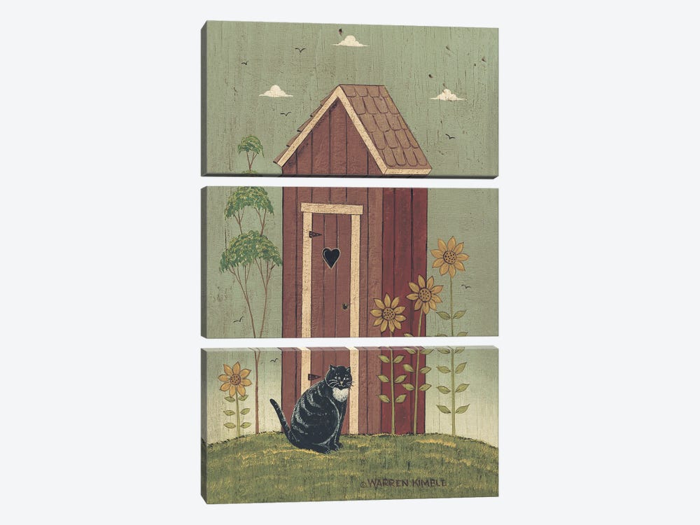 Outhouse With Cat by Warren Kimble 3-piece Art Print