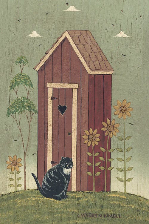 Outhouse With Cat by Warren Kimble wall art