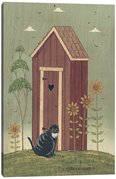 Outhouse With Cat Canvas Art Print