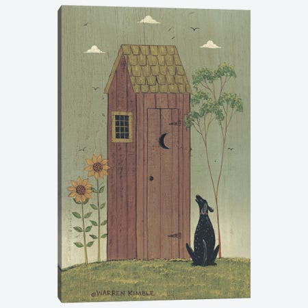 Outhouse With Dog Canvas Print #WRK96} by Warren Kimble Canvas Art