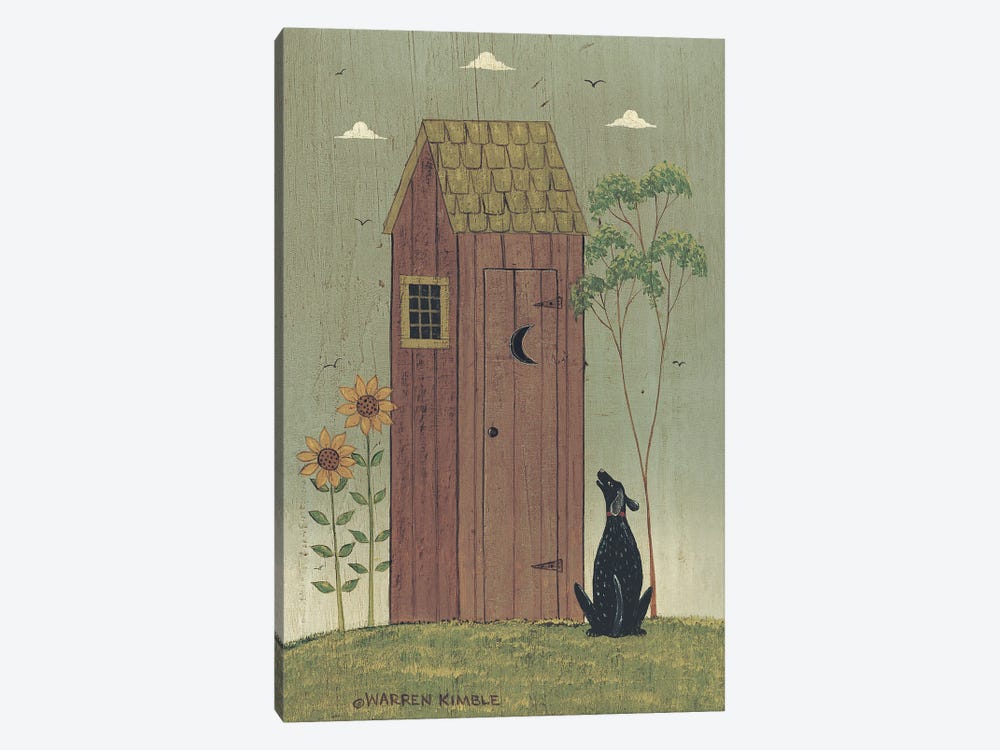 Outhouse With Dog by Warren Kimble 1-piece Canvas Artwork