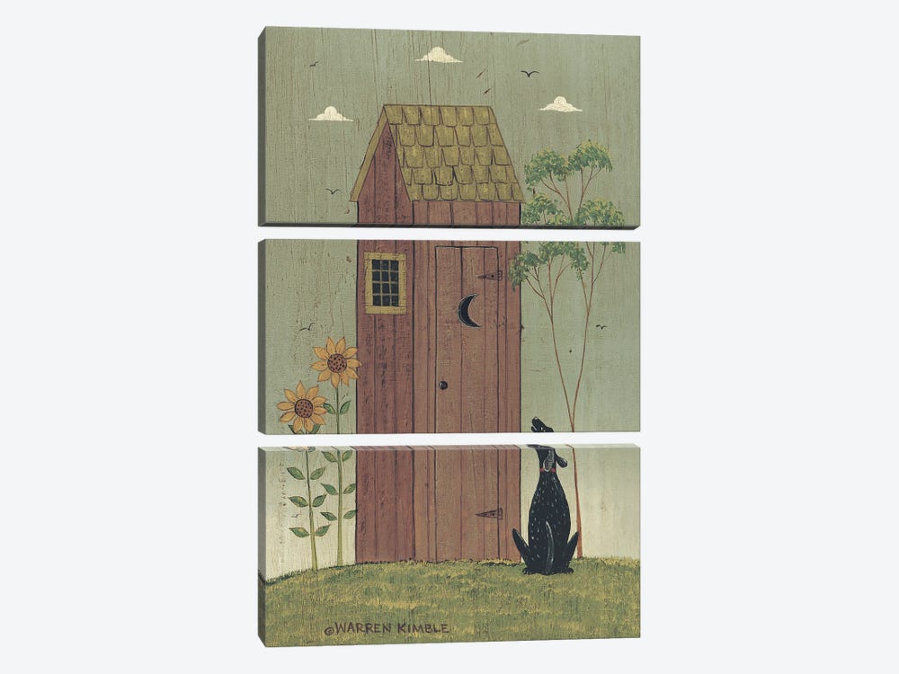 Outhouse With Dog by Warren Kimble 3-piece Canvas Artwork