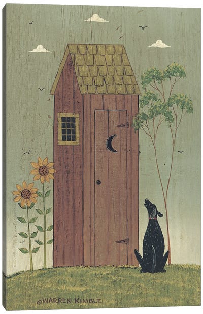 Outhouse With Dog Canvas Art Print