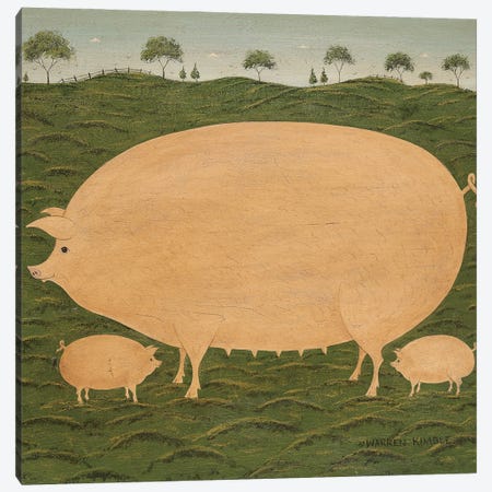 Pig Family Canvas Print #WRK98} by Warren Kimble Canvas Print