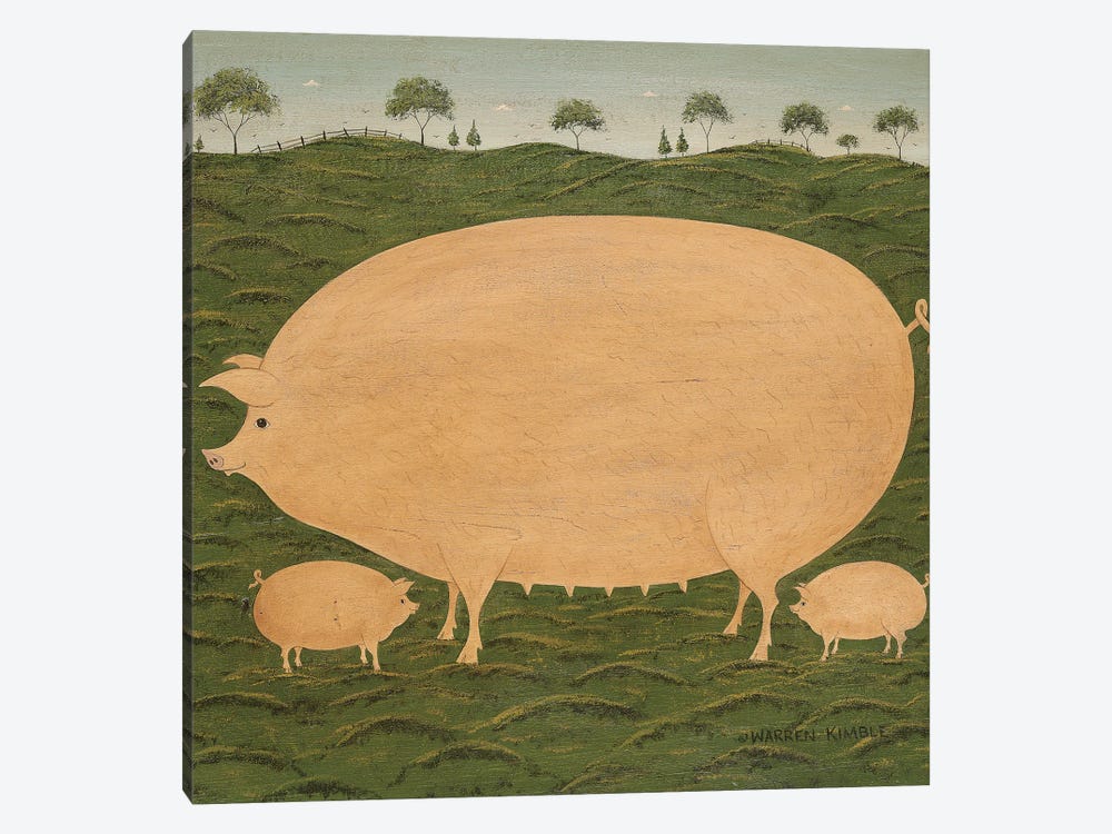 Pig Family by Warren Kimble 1-piece Canvas Wall Art