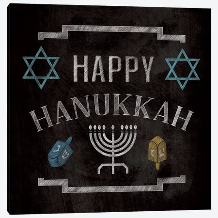 Happy Hanukkah Canvas Print #WSH1} by 5by5collective Canvas Artwork