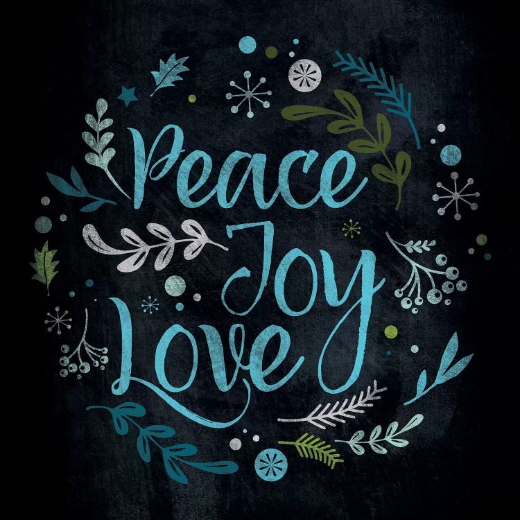 Peace Joy Love in Blue by 5by5collective wall art