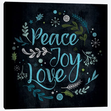 Peace Joy Love in Blue Canvas Print #WSH5} by 5by5collective Canvas Art Print
