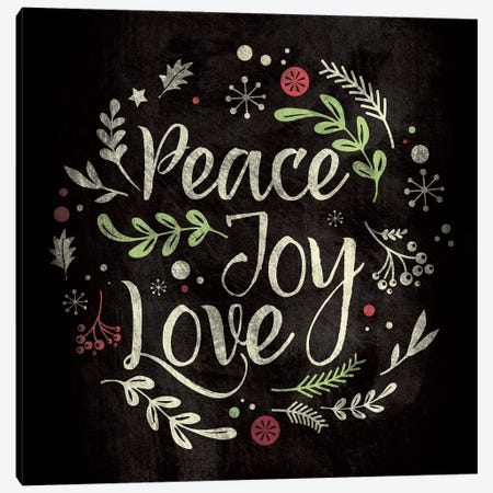 Peace Joy Love Canvas Print #WSH6} by 5by5collective Art Print